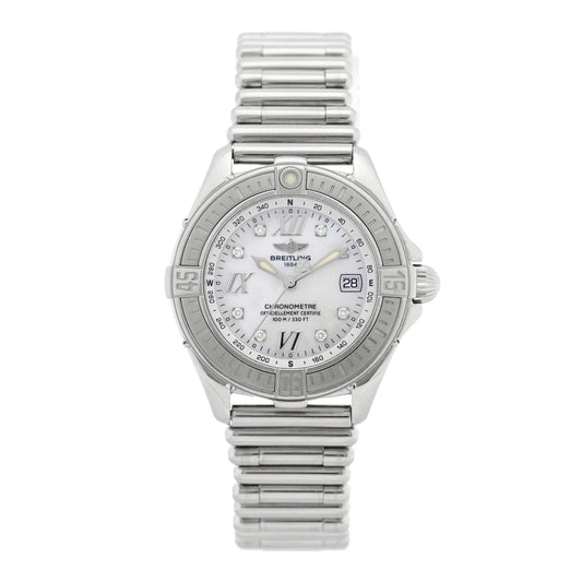 Breitling Stainless Steel Diamond Mother of Pearl 32mm Lady Cockpit Quartz Watch A71365