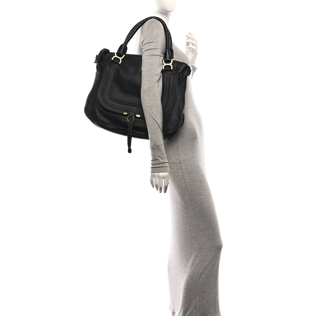 Chloe Calfskin Large Marcie Satchel Black