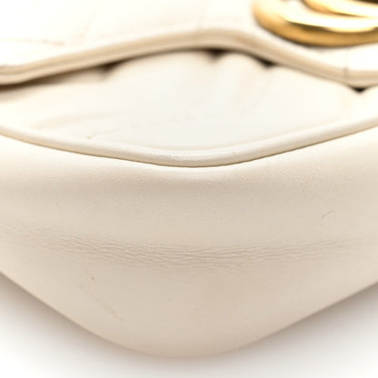 Gucci Calfskin Matelasse Super Mini GG Marmont Shoulder Bag White