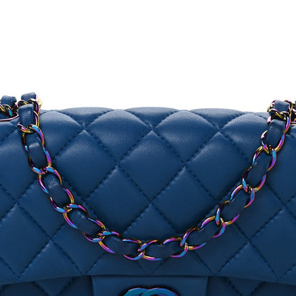 Chanel Lambskin Quilted Mini Rectangular Flap Blue Purple