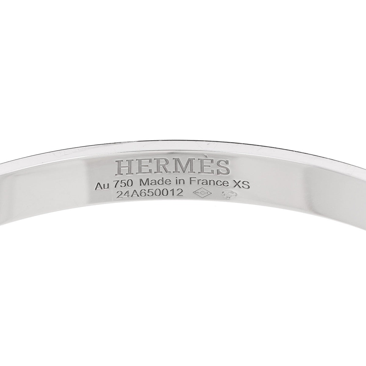 Hermes 18K White Gold Diamond Kelly Full Pave Bracelet XS