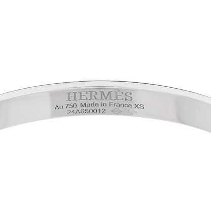 Hermes 18K White Gold Diamond Kelly Full Pave Bracelet XS