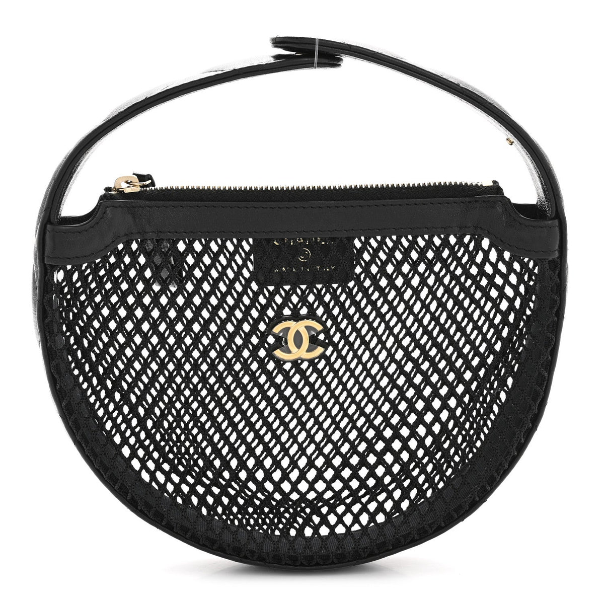 Chanel Mesh Shiny Lambskin Pouch Hobo Black