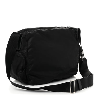 Prada Re-Nylon Vela Saffiano Pocket Double Zip Shoulder Bag Black