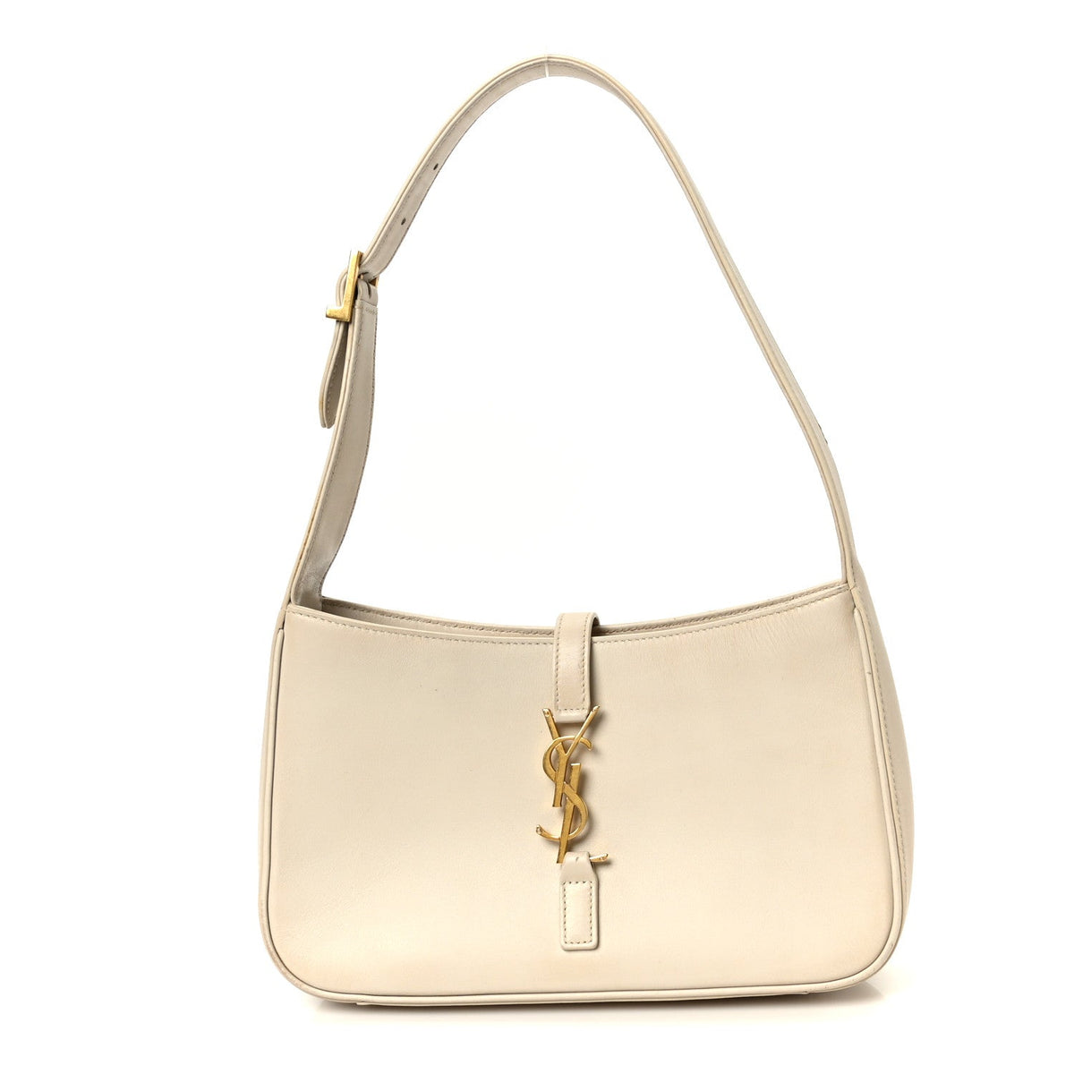 Saint Laurent Smooth Calfskin Le 5 A 7 Hobo Blanc Vintage
