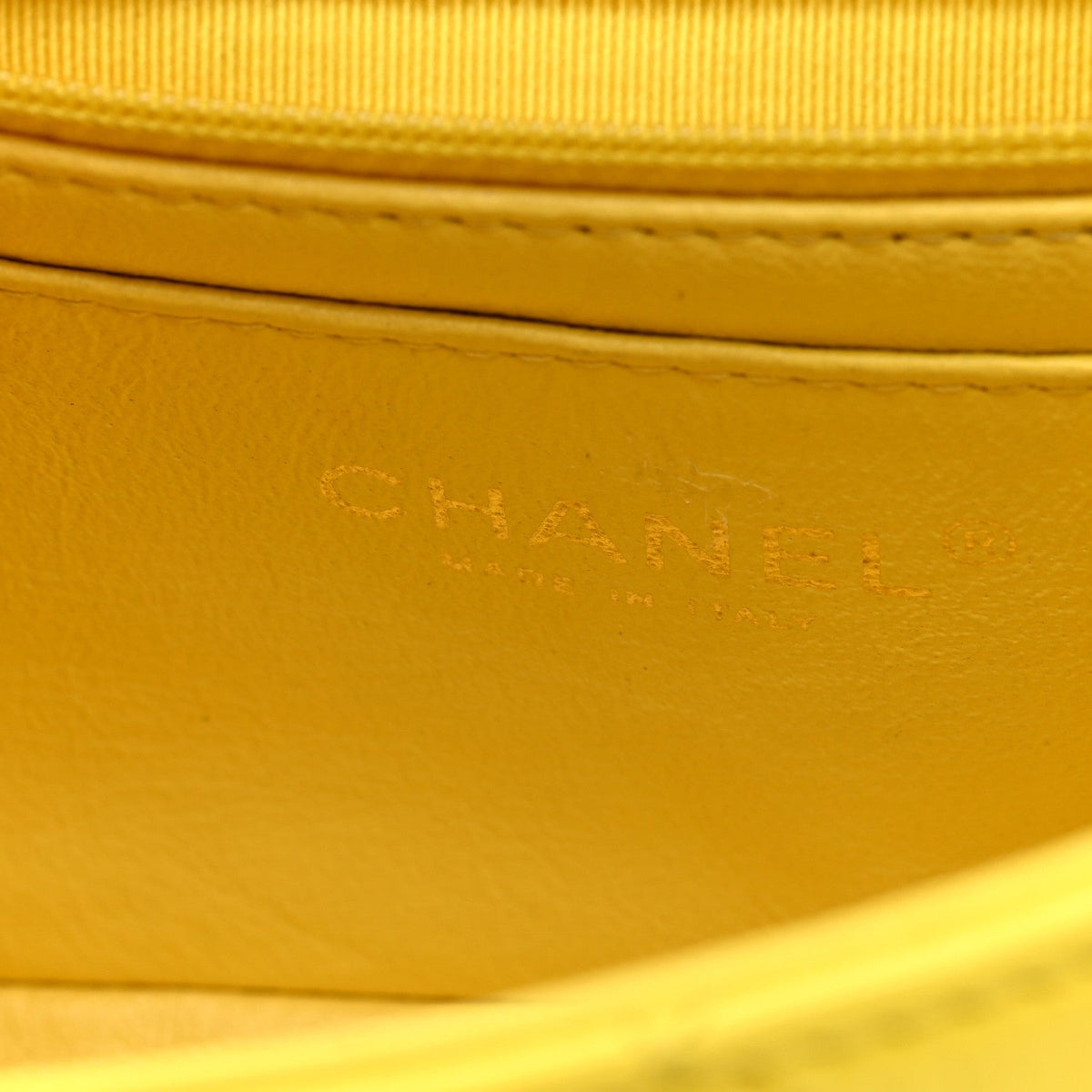 Chanel Lambskin Quilted Mini Rectangular Flap Bag Yellow