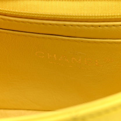 Chanel Lambskin Quilted Mini Rectangular Flap Bag Yellow