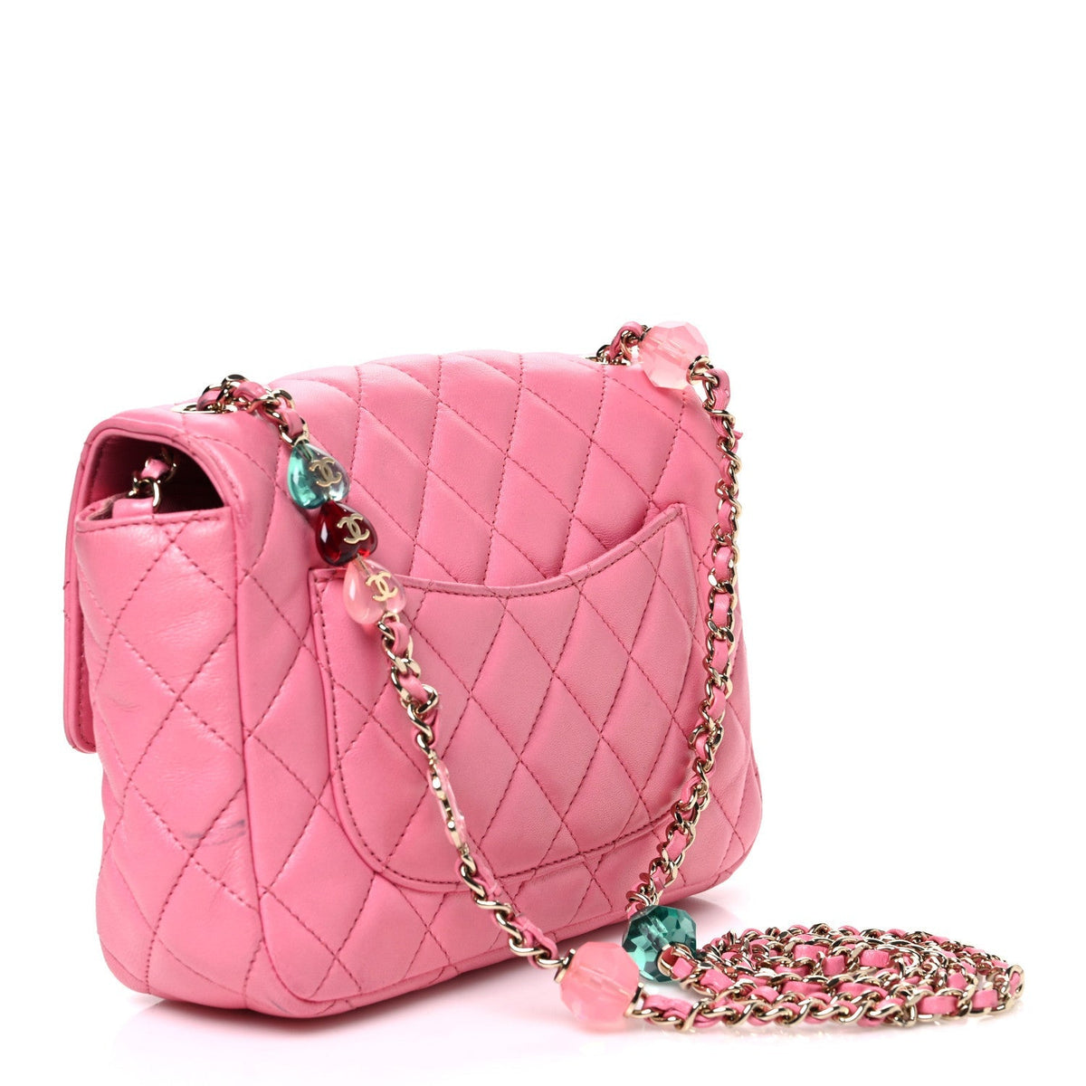 Chanel Lambskin Enamel Quilted Small Candy Hearts Flap Pink