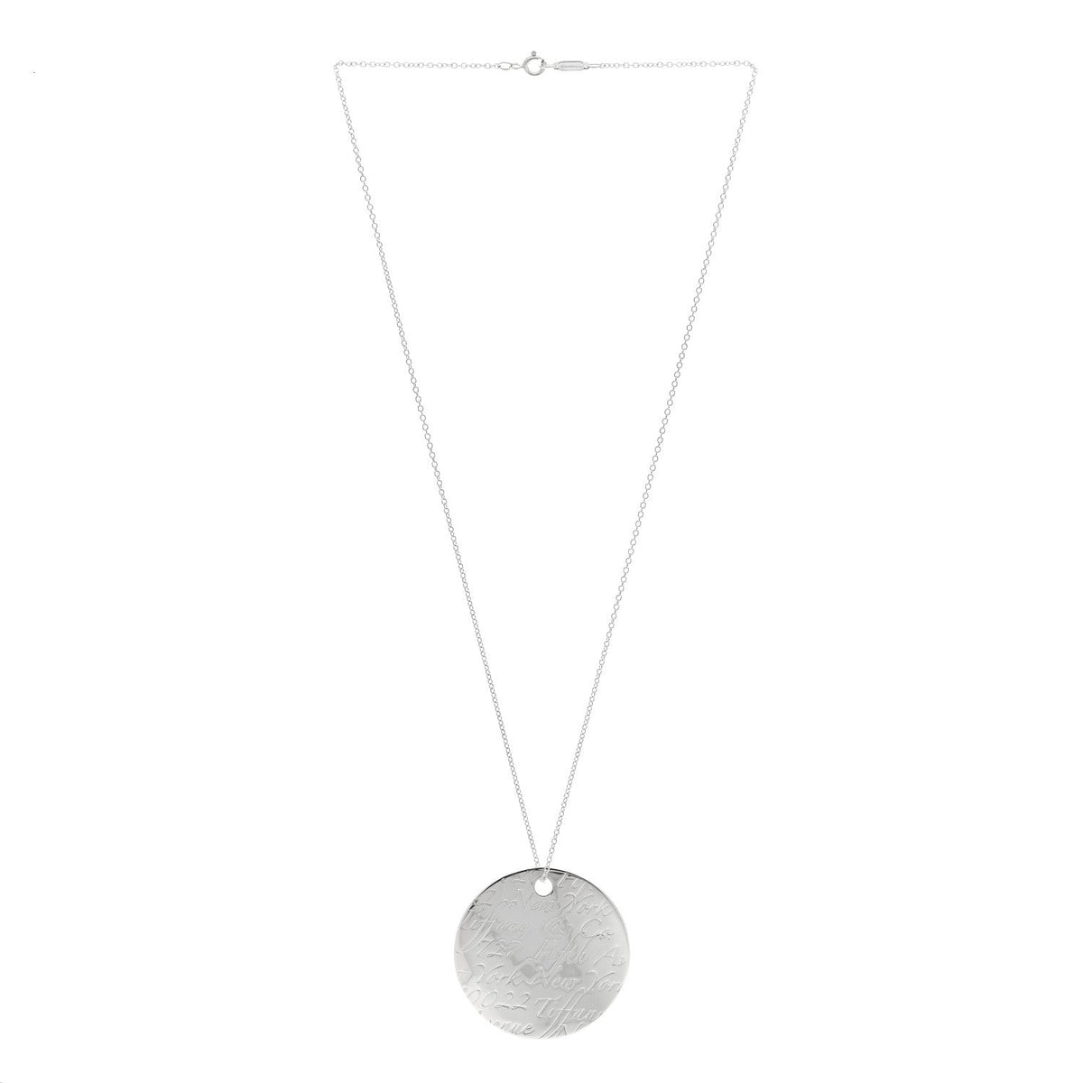 Tiffany Sterling Silver Notes Round Pendant Necklace