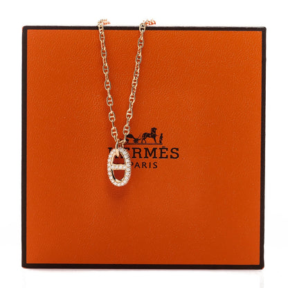 Hermes 18K Rose Gold Diamond .45ct PM New Farandole Pendant Necklace