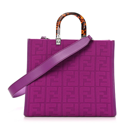 Fendi Technical Fabric Plexiglass FF Medium Sunshine Shopper Bouganville
