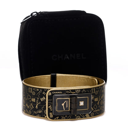 Chanel Stainless Steel Calfskin Diamond 25mm Code Coco Quartz Watch Black