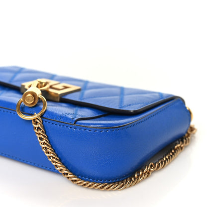 Givenchy Goatskin Quilted GV3 Mini Pocket Convertible Bag Blue