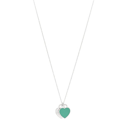 Tiffany Sterling Silver Enamel Return to Tiffany Heart Necklace Blue 40.6cm