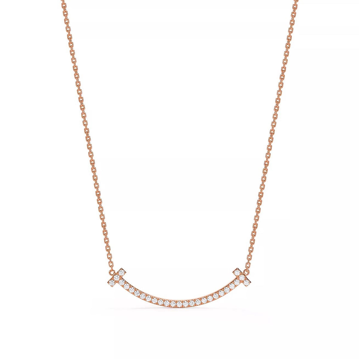 18K Gold Diamond Tiffany T Medium Smile Pendant