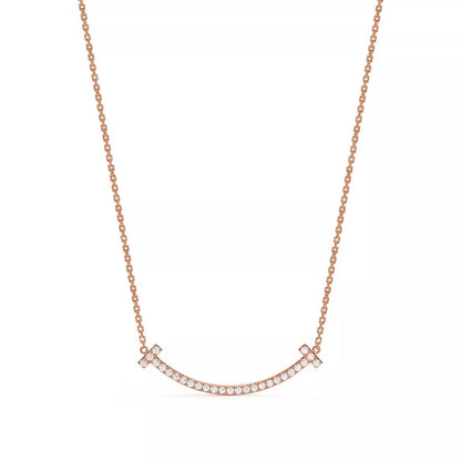 18K Gold Diamond Tiffany T Medium Smile Pendant