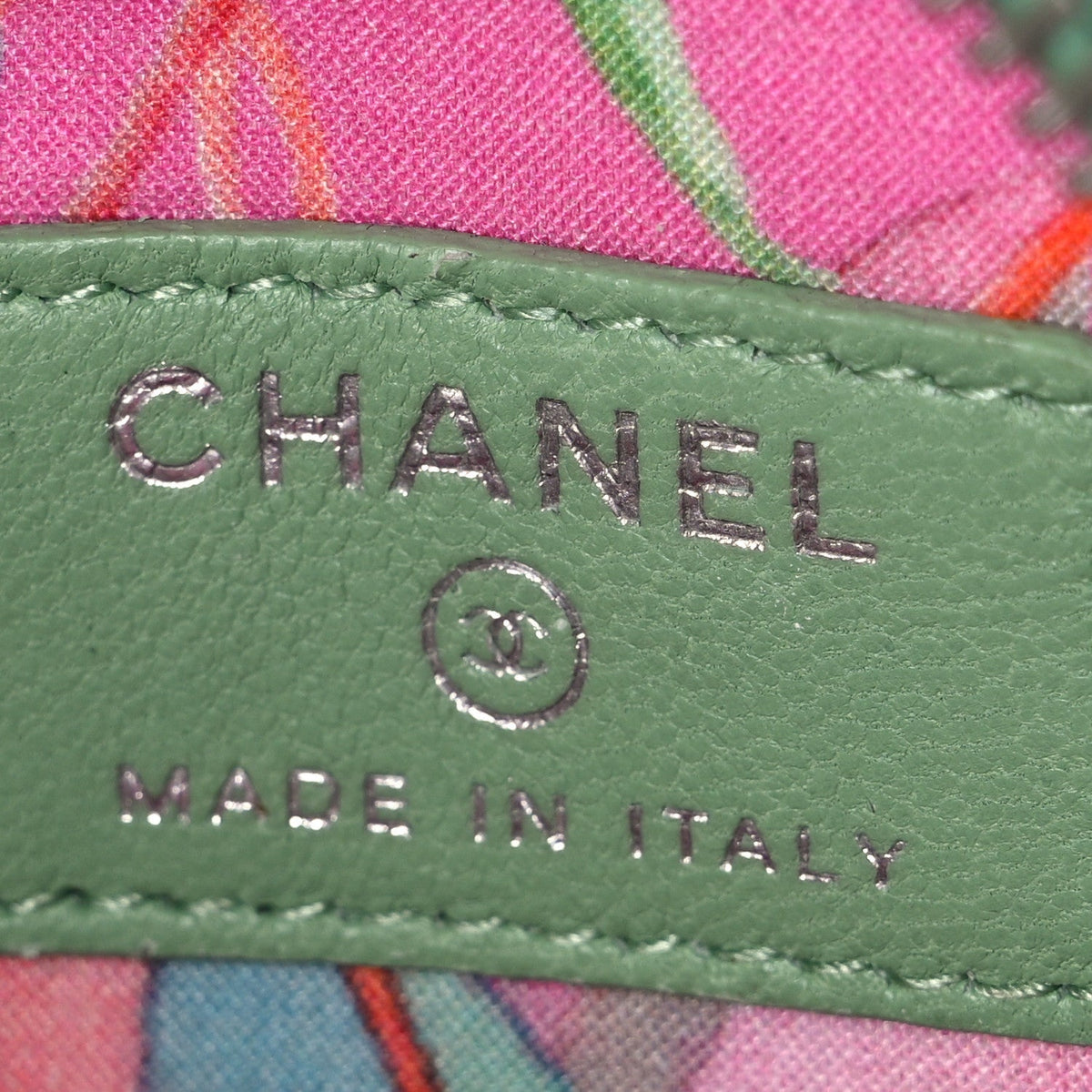 Chanel Lambskin Stitch Round Clutch With Chain Green