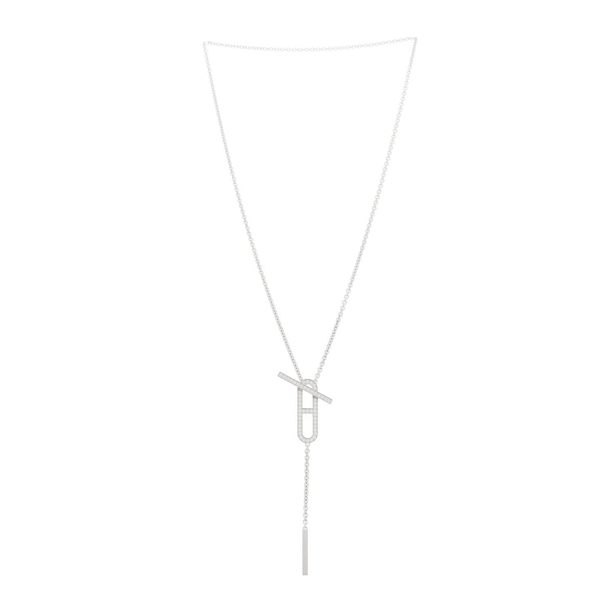 Hermès 18K White Gold Diamond PM Ever Chaîne d'Ancre Necklace