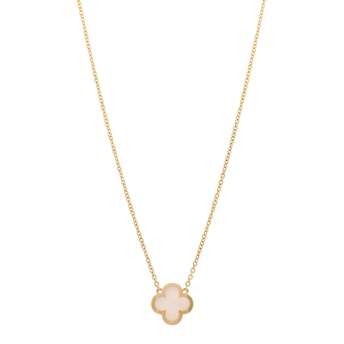 Van Cleef & Arpels 18K Yellow Gold Mother of Pearl Pure Alhambra Pendant Necklace 41.9cm