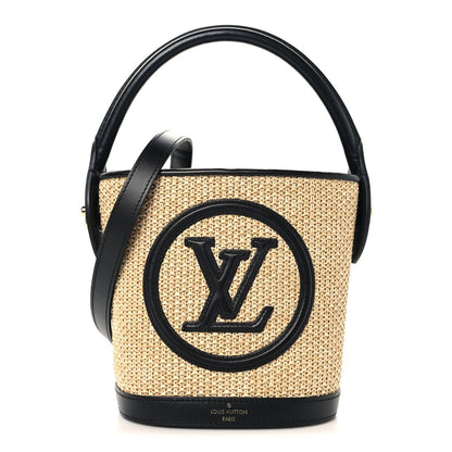 Louis Vuitton Raffia Leather Petit Bucket Black
