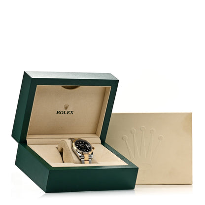 Rolex Stainless Steel 18K Yellow Gold 41mm Oyster Perpetual Datejust Watch Black 126333