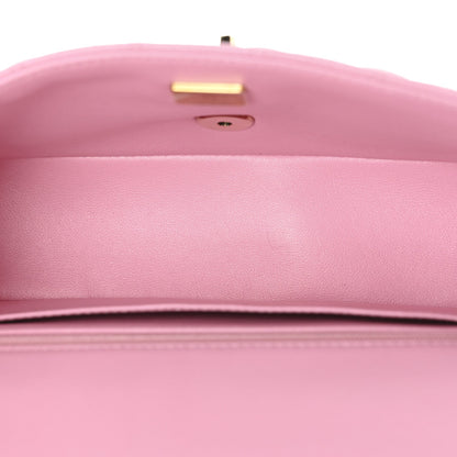Chanel Lambskin Quilted Mini Top Handle Rectangular Flap Pink 1828381
