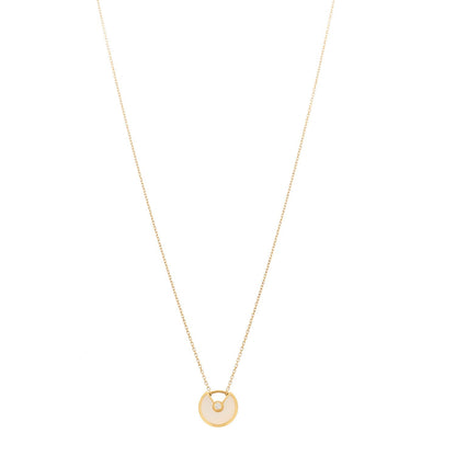 Cartier 18K Yellow Gold Diamond Mother of Pearl XS Amulette Pendant Necklace