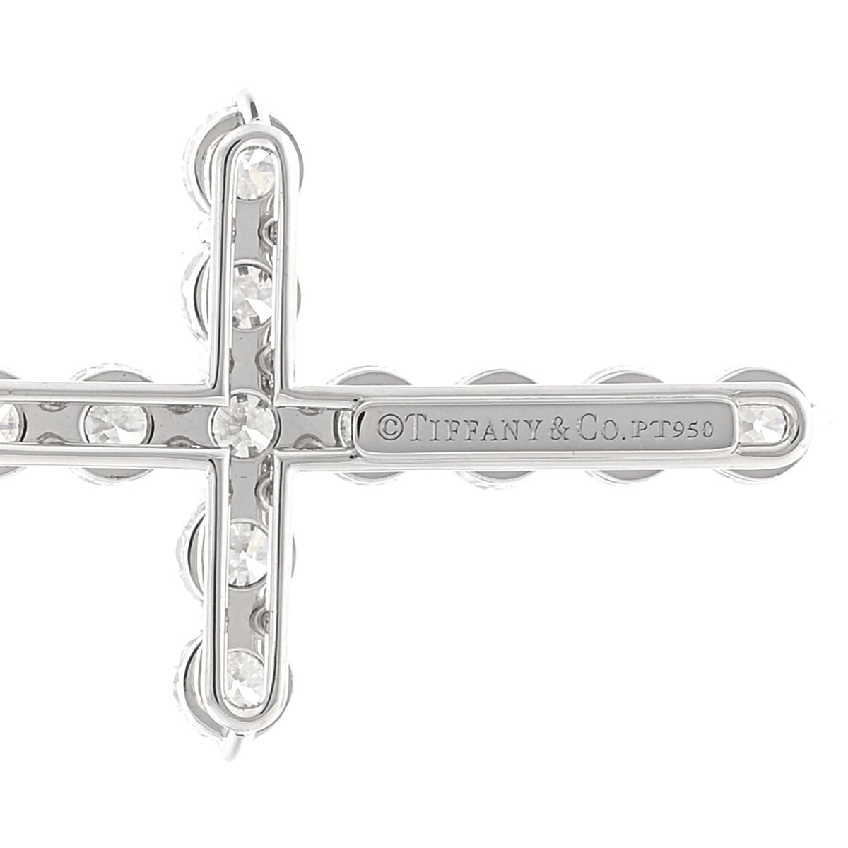 Tiffany Platinum Diamond Large Cross Pendant Necklace
