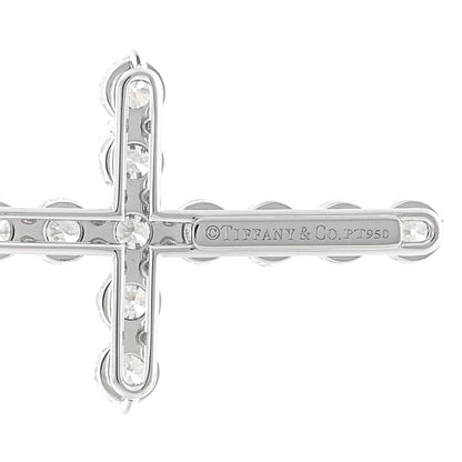 Tiffany Platinum Diamond Large Cross Pendant Necklace