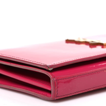 Saint Laurent Patent Calfskin Monogram Kate Wallet On Chain Fresh Fuxia