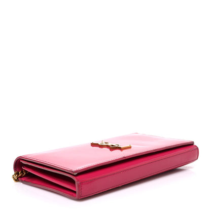 Saint Laurent Patent Calfskin Monogram Kate Wallet On Chain Fresh Fuxia