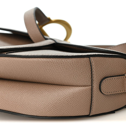 Christian Dior Grained Calfskin Saddle Bag Warm Taupe