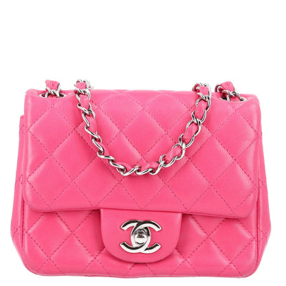 Chanel Lambskin Quilted Mini Square Flap Dark Pink