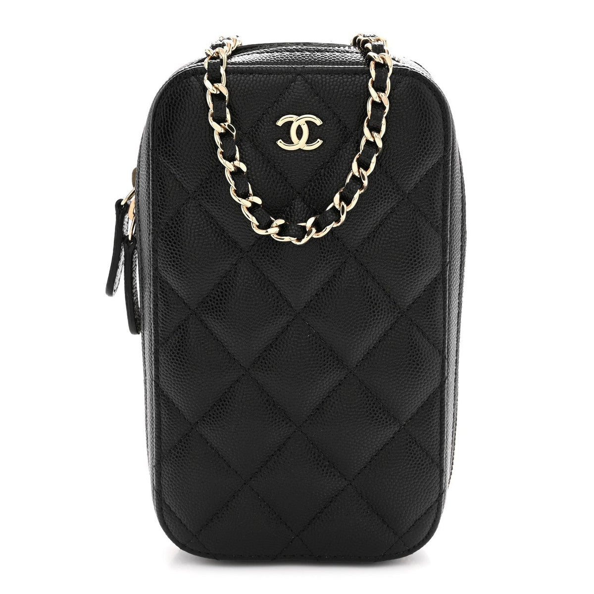 Chanel Caviar Quilted Phone Holder Wallet On Chain WOC Black