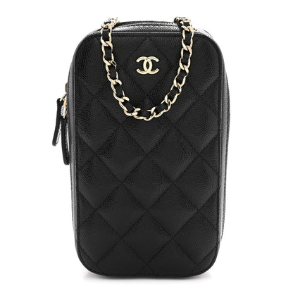 Chanel Caviar Quilted Phone Holder Wallet On Chain WOC Black