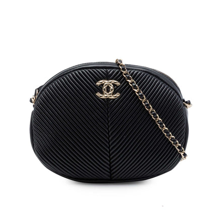 Pleated Camera Case Chevron Lambskin Small