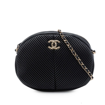 Pleated Camera Case Chevron Lambskin Small