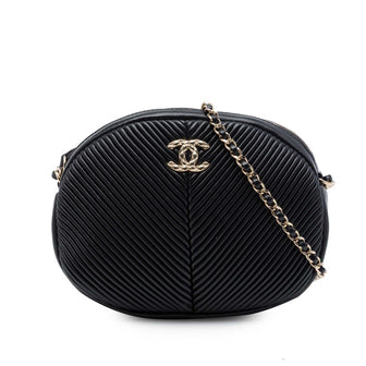 Pleated Camera Case Chevron Lambskin Small