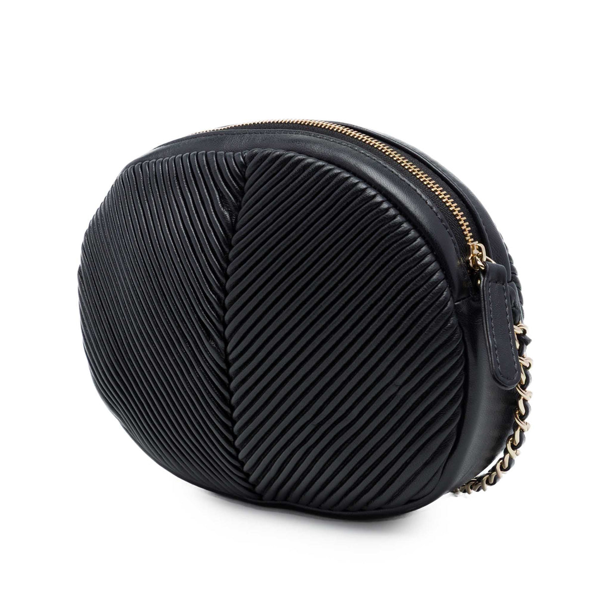 Pleated Camera Case Chevron Lambskin Small