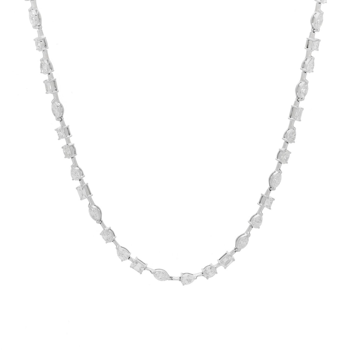 Parker & West by FASHIONPHILE18K White Gold Diamond 11.30ctw Emerald Marquis Oval Pear Princess Cut Necklace