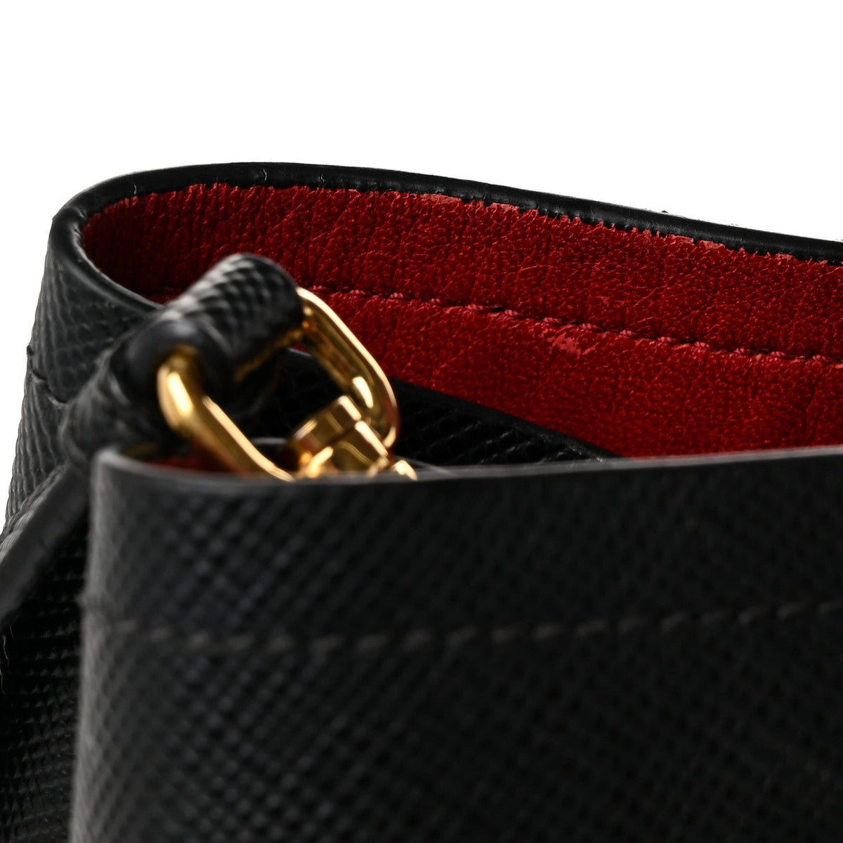 Prada Saffiano Cuir Small Double Bag Black Fuoco