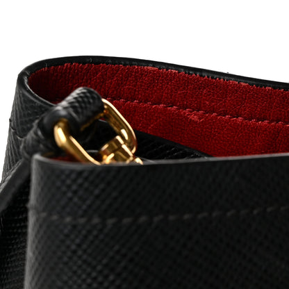 Prada Saffiano Cuir Small Double Bag Black Fuoco