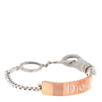 Christian Dior Crystal Logo ID Chain Bracelet Silver