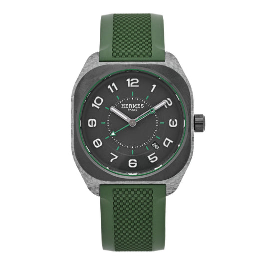 Hermes Glass Fiber Ceramic Rubber 39mm H08 Automatic Watch Vert 1928498