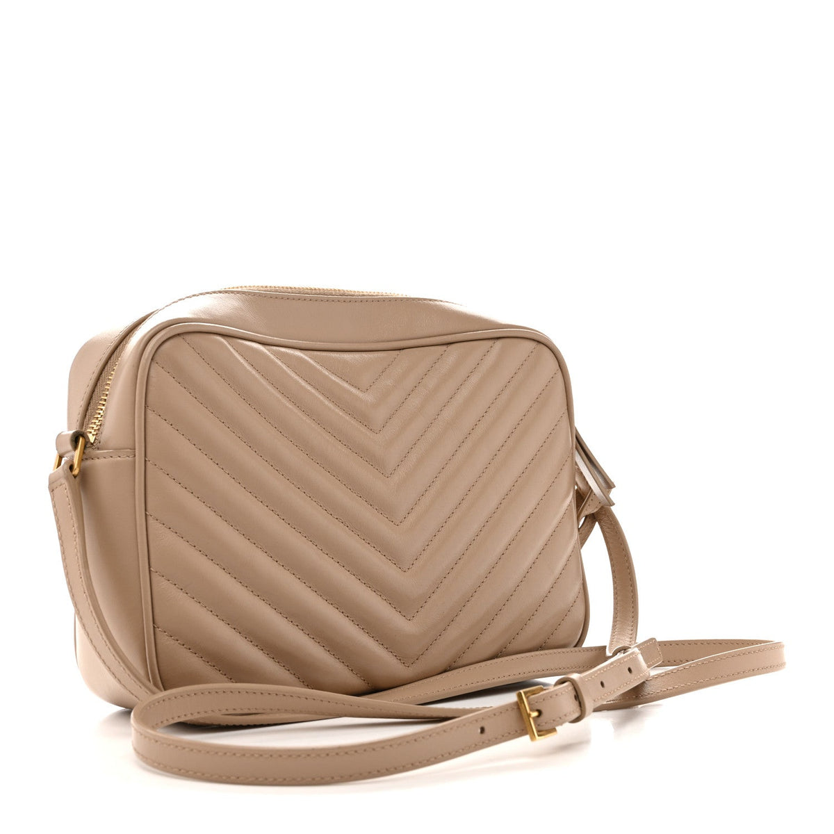 Saint Laurent Calfskin Matelasse Lou Camera Bag Dark Beige