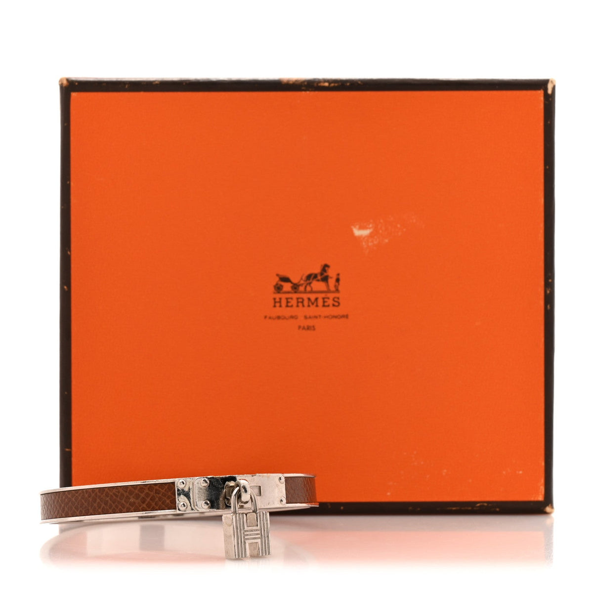 Hermès Lizard Kelly Lock Cadena Bracelet Brown