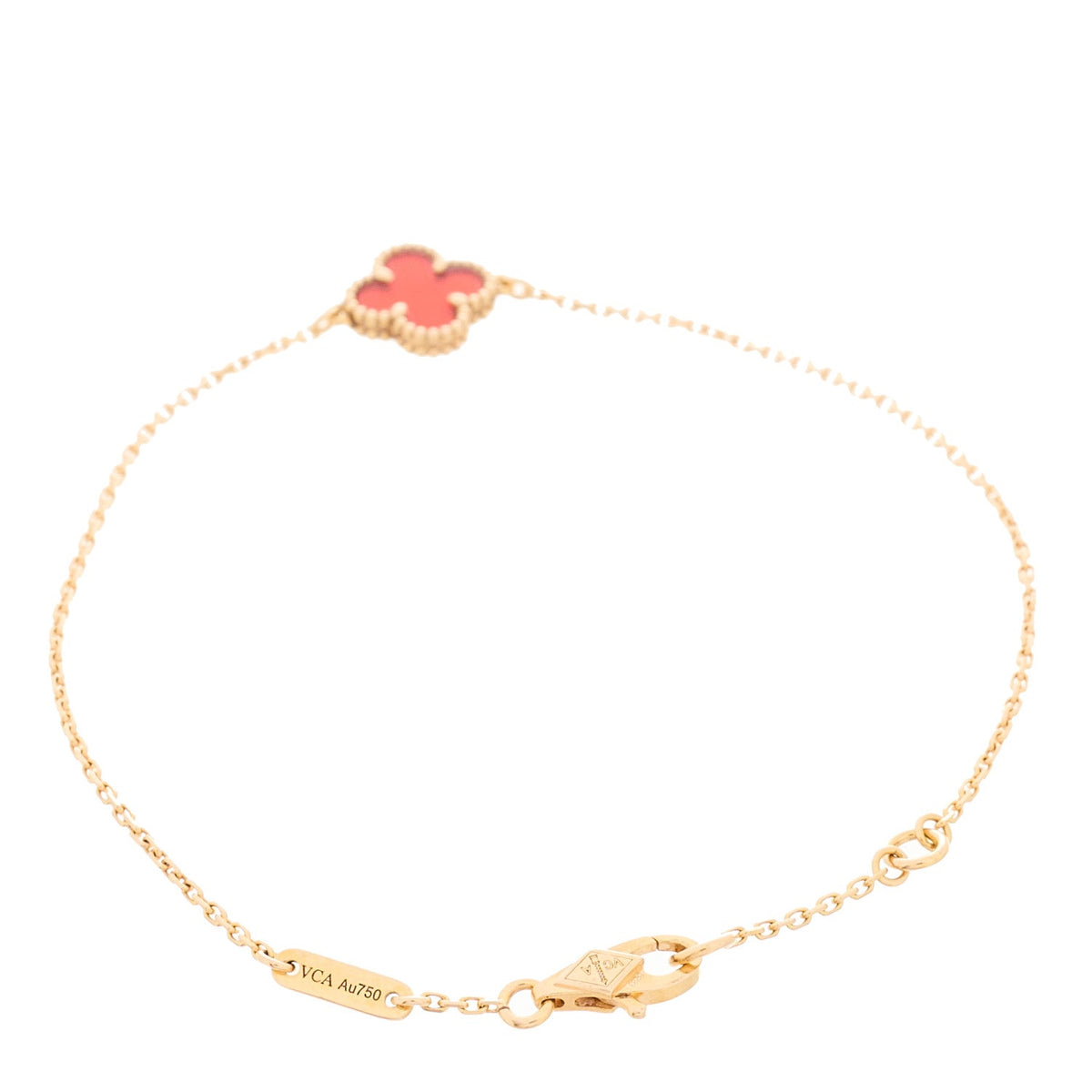Van Cleef & Arpels 18K Rose Gold Carnelian Sweet Alhambra Bracelet