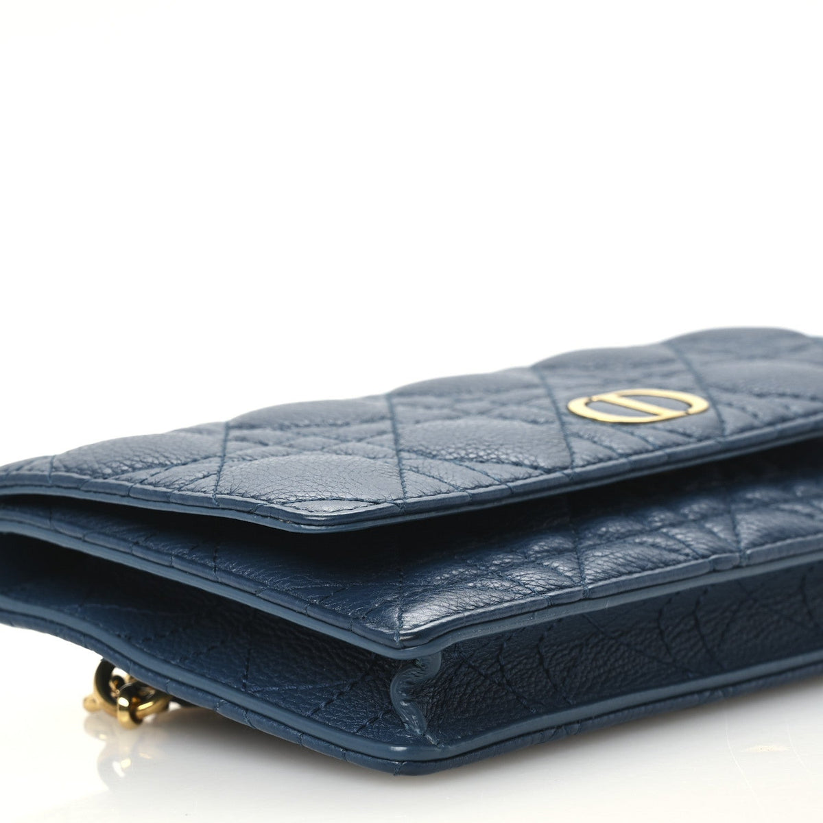 Christian Dior Supple Calfskin Cannage Caro Belt Pouch Steel Blue