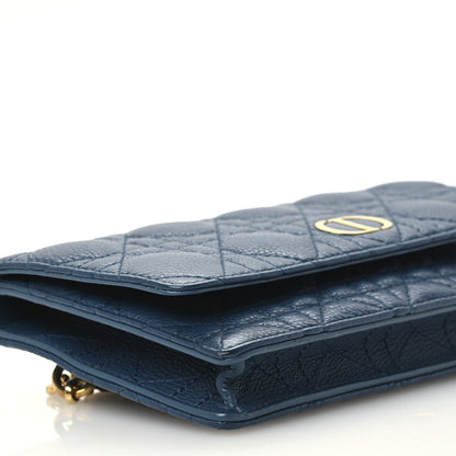 Christian Dior Supple Calfskin Cannage Caro Belt Pouch Steel Blue