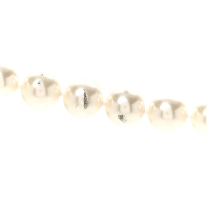 Chanel Gold Tone Crystal Faux Pearl CC Long Necklace